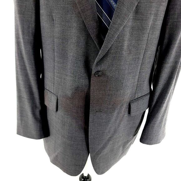 DAMAGED Jos A Bank Wool 2 Button Blazer 42R Gray‎ Twill Spec - Picture 3 of 15